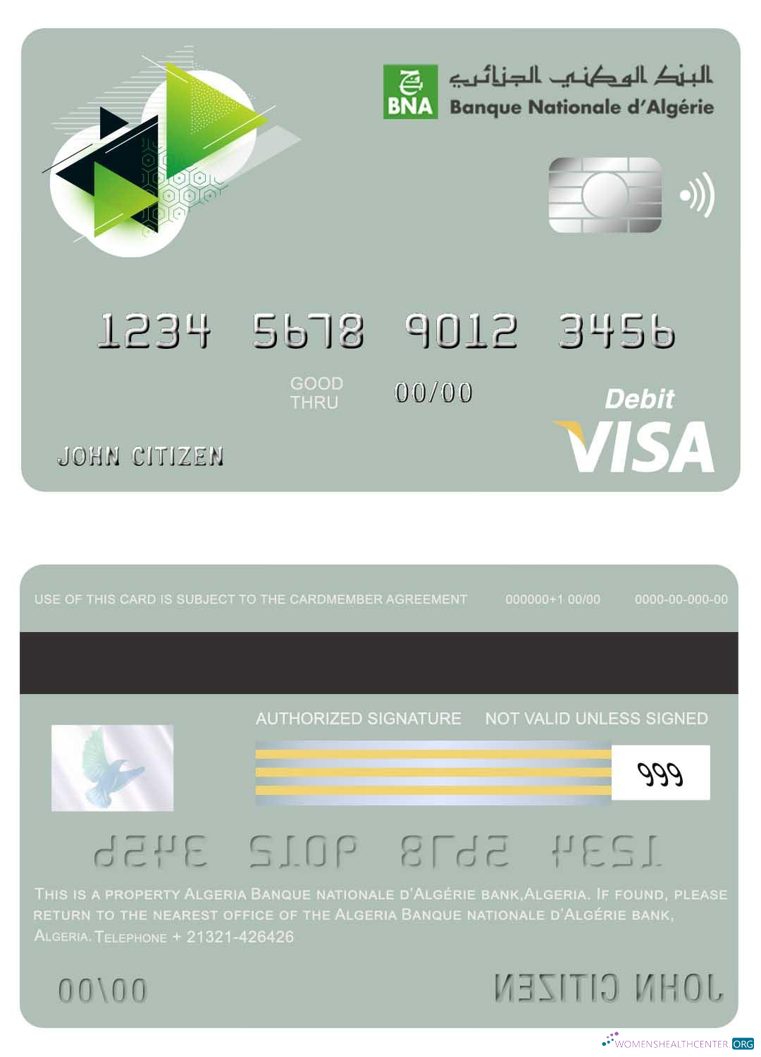 Download Algeria Banque Nationale d’Algérie (BNA) bank visa card Photoshop template